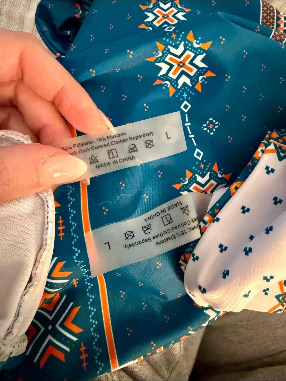 Women’s Blue & White Printed Bandeau Bikini Set